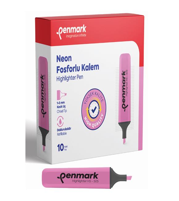 Penmark Fosforlu Kalem Neon Pembe HS-505 04