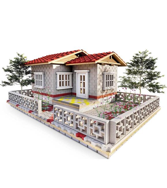 Eshel Maket Tuğla Sahil Villa Gri Set