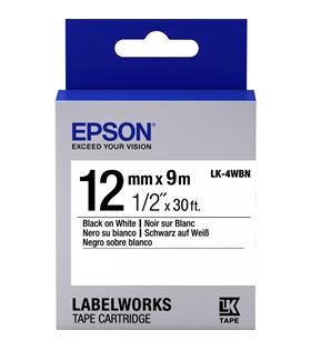 Epson LK-4WBN Standart Beyaz Üzeri Siyah 12mm 9Metre Etiket