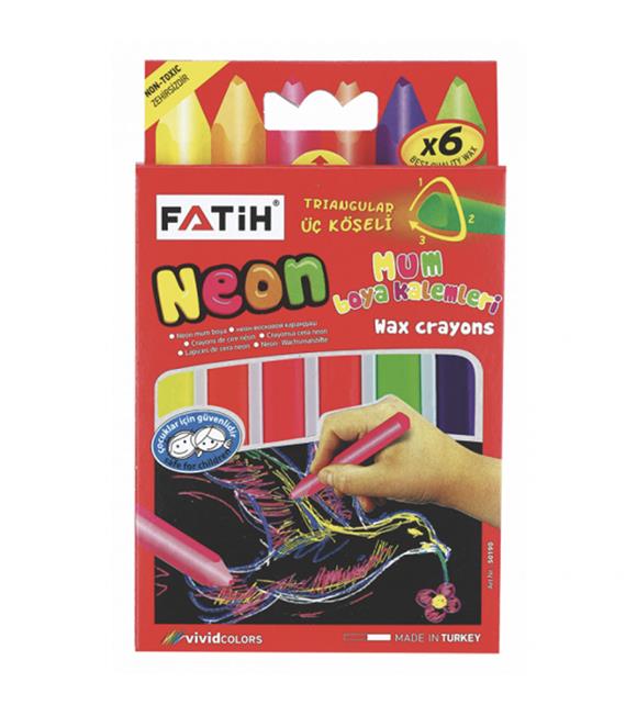 Fatih Mum Pastel Boya Neon Wax Crayon Jumbo 6 Renk Neon