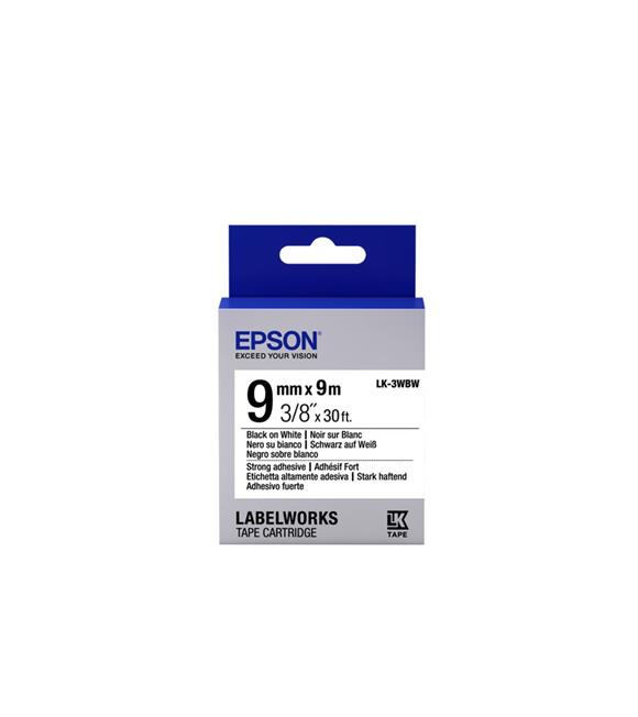 Epson LK-3WBW Güçlü Yapışkanlı Beyaz Üzeri Siyah 9mm 9Metre Etiket