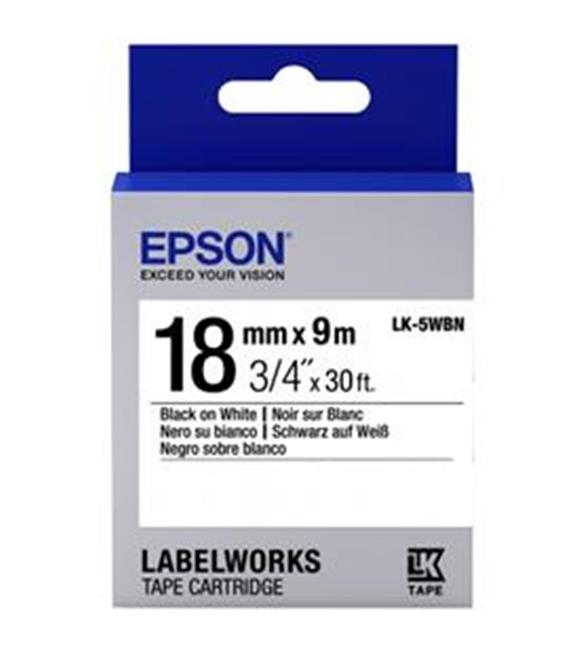 Epson LK-5WBN Standart Siyah Üzeri Beyaz 18MM 9Metre Etiket