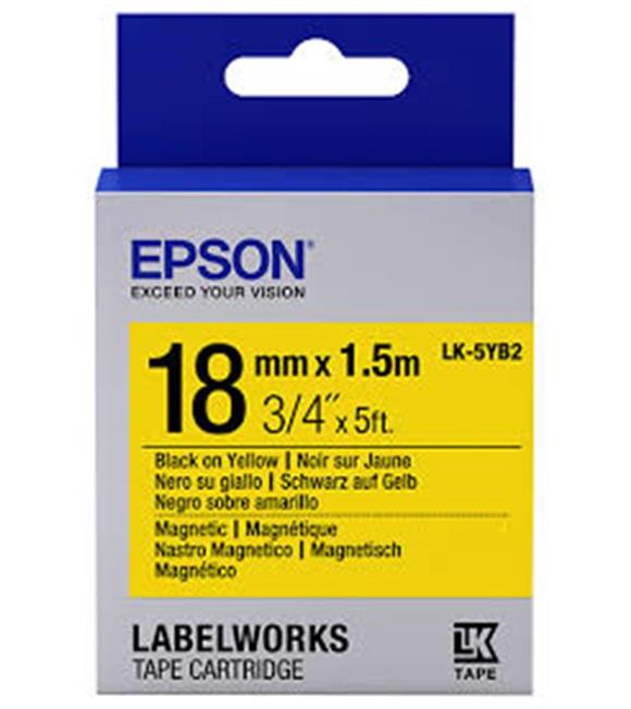 Epson LK-5YB2 Mıknatıslı Siyah Üzeri Sarı 18MM 1,5Metre Etiket