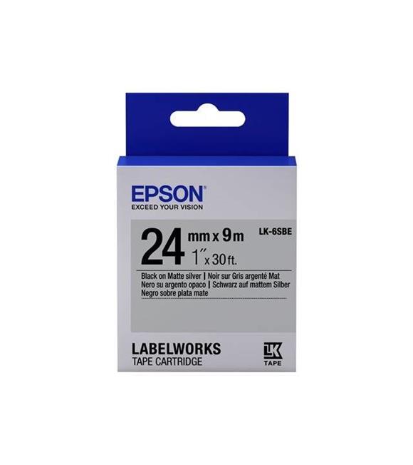 Epson LK-6SBE Mat Siyah Üzeri Mat Gümüş 24MM 9Metre Etiket