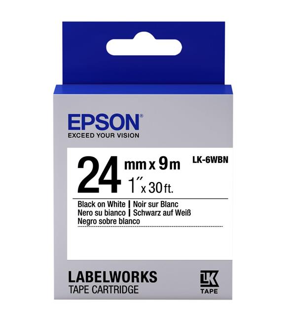 Epson LK-6WBVN Beyaz Üzeri Siyah 24MM 7Metre Etiket