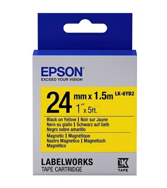 Epson LK-6YB2 Mıknatıslı Siyah Üzeri Sarı 24MM 1,5Metre Etiket