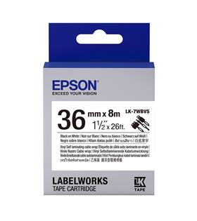 Epson LK-7WBVS Kendinden Laminasyonlu Kablo Giydirme Beyaz Üzeri Siyah 36mm 8Metre Etiket