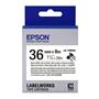 Epson LK-7WBVS Kendinden Laminasyonlu Kablo Giydirme Beyaz Üzeri Siyah 36mm 8Metre Etiket