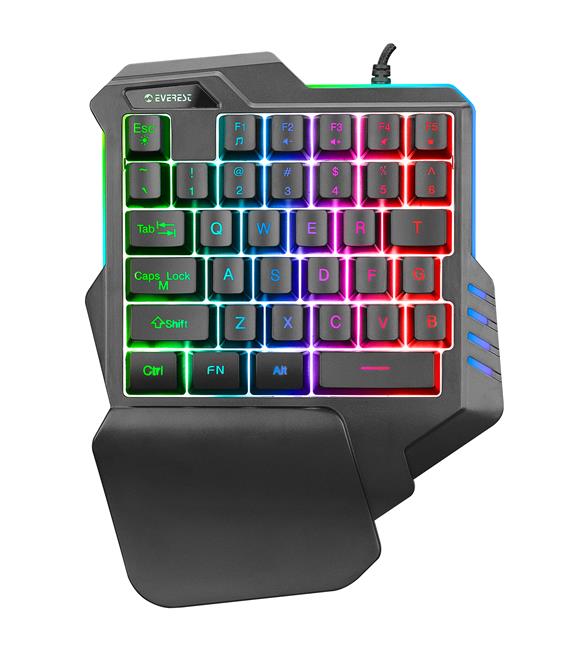 Everest KB-R177 SALVO Siyah USB Led Işıklı Q 35 Tuşlu Multimedya Mini Gaming Oyuncu Klavyes_1