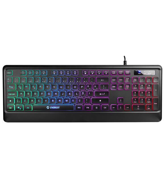 Everest KB-2025 Siyah USB Rainbow Backlight Membrane Gaming Oyuncu Klavye_1