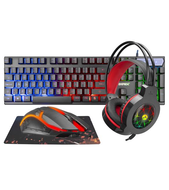 Everest KMK-91 ECO Gökkuşağı Aydınlatmalı USB Gaming Combo 4 in 1 Set Oyun Klavye+Mouse+Pad+Kulaklık