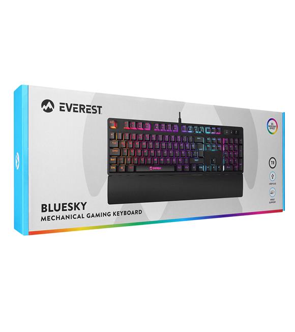 Everest KB-GX7 BLUESKY 21 Işık Efektli RED SWITCH Bilek Destekli Mekanik Gaming Oyuncu Klavyesi_1