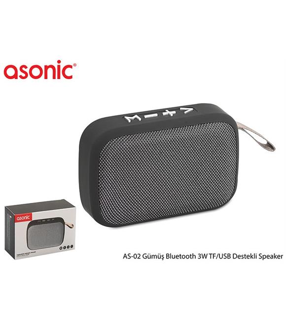 Asonic AS-02 Gümüş Bluetooth 3W TF-USB Destekli Speaker