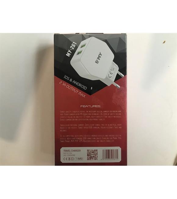 Emy My-261 2.1Mah  2Usb Ev Şarj Kafa_1