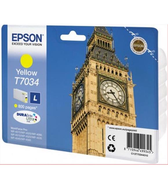 Epson T7034 Yellow Sarı 800 Sayfa Mürekkep Kartuş T70344010