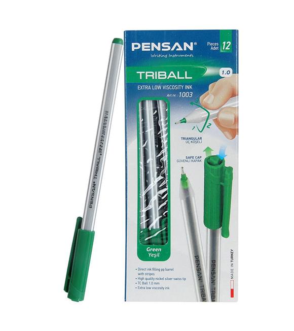 Pensan Tükenmez Kalem Triball 1.0 MM Bilye Uç Yeşil 12 Lİ 1003_1