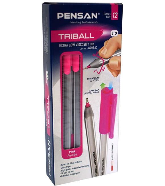 Pensan Tükenmez Kalem Triball 1.0 MM Bilye Uç Pembe 12 Lİ 1003_1