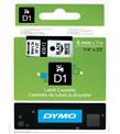 DYMO S0720780 D1 Yedek Şerit, 6 mm x 7 mt, Beyaz- Siyah (43613)