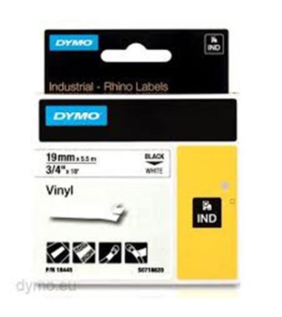 Dymo 18445 RhinoPRO Renkli Vinil 19mmx5,5m Beyaz-Siyah