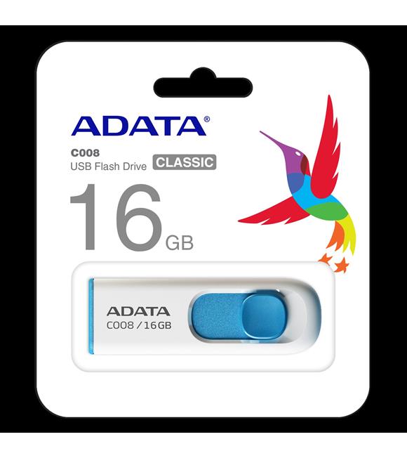 Adata C008-16GB 16GB USB2.0 Classic (White + Blue) Flash Bellek_1