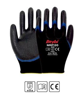 Beybi NMF120 10 bEDEN 12Lİ Mikro Köpük 1-2 Nitril Kaplı Polyester Örgü Eldiven