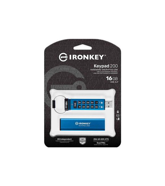Kingston IKKP200-16GB 16GB IronKey Keypad 200, FIPS 140-3 Lvl 3 (Pending) Flash Bellek