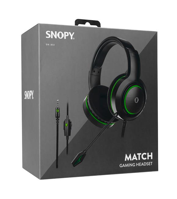 Snopy SN-X51 MATCH Siyah-Yeşil Gaming Kulaklık_1