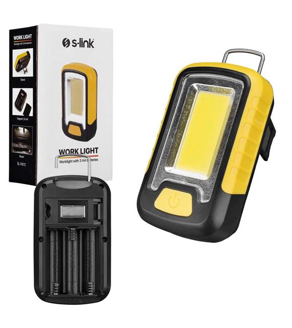 S-link SL-F673 3W Cob Led 3x AA 1.5V Pil Manyetik Tutuculu El Feneri