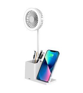 S-link SL-M9055 Beyaz TypeC 10W Kablosuz Şarj Cihazı Fanlı Kalemlikli Masa Lambası