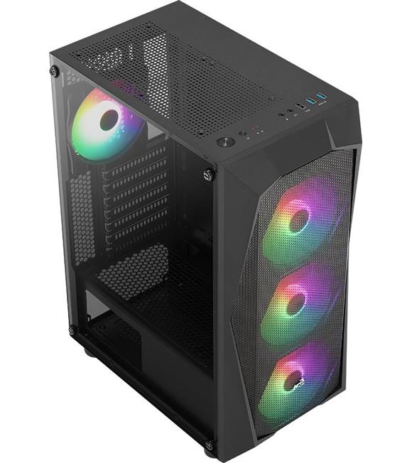 Aerocool AE-FLC-600W 4x120mm FRGB USB 3.0 Micro ATX-Mini ITX Siyah Kasa