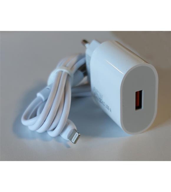 Elba ELB07-USB-25WIOS Beyaz 25W Usb Ev Şarj Kafa+ Usb 1mt Lightning Kablo QC4.0 Hızlı Şarj_1