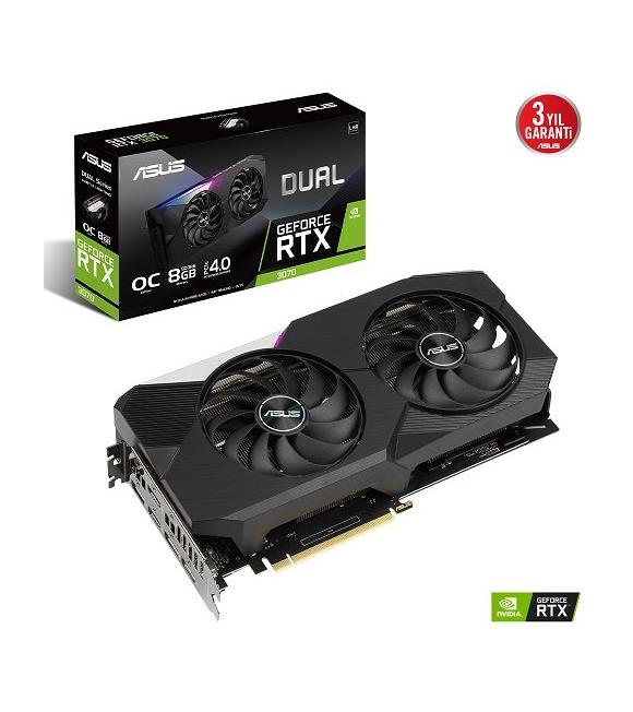 Asus Dual GeForce RTX3070 V2 OC DUAL-RTX3070-O8G-V2 8GB GDDR6 256Bit DX12 Gaming Ekran Kartı