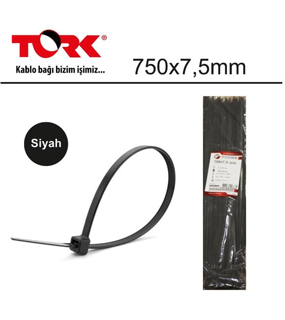 Tork TRK-750-7,5mm Siyah 100lü Kablo Bağı