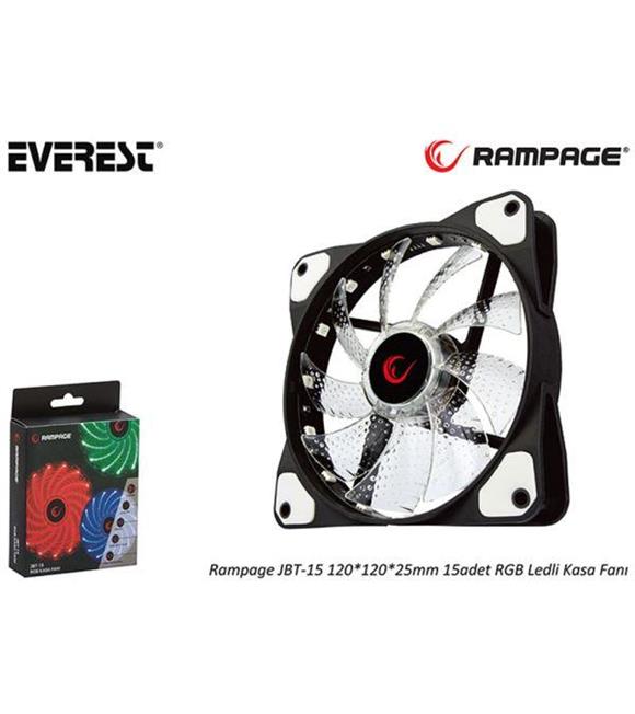 Everest Rampage JBT-15 120-120-25mm 15 Adet Rgb Ledli Kasa Fanı