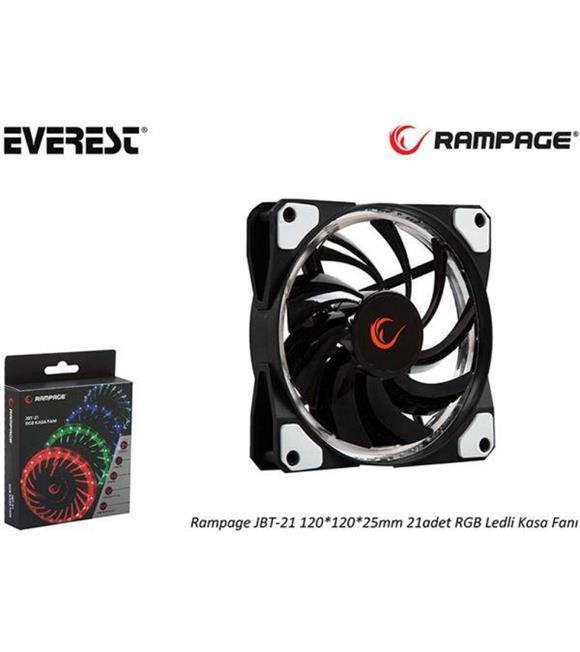 Everest Rampage JBT-21 120-120-25mm 21 Adet Rgb Ledli Kasa Fanı