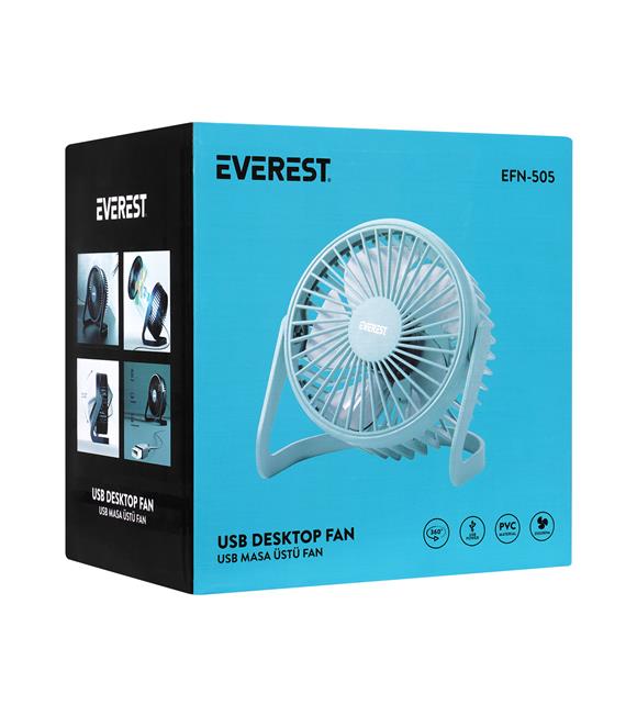 Everest EFN-505 Masaüstü Turkuaz Usb Fan (145mmx141mmx105 mm)_5