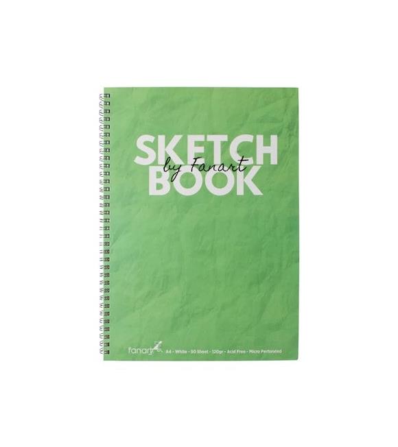 Fanart Academy Sketch Book 120 GR Spiralli 50 YP A4 Yeşil 8673