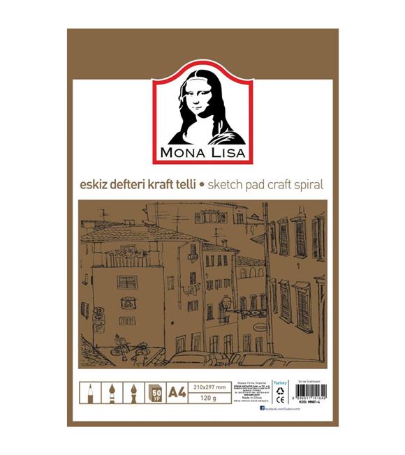 Mona Lisa Eskiz Defteri Telli Kraft A4 100 GR 50 YP MN01-4