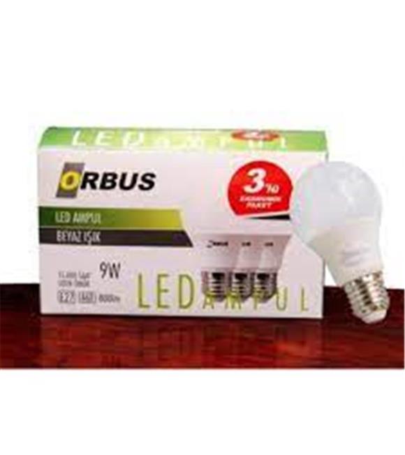 Orbus ORB-9W3 9W E27 840 Lm,6500K 3 lü Paket Beyaz Işık RA80 220-240-50Hz