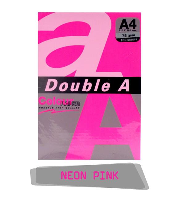 Double A Renkli Kağıt 100 LÜ A4 75 GR Fosforlu Pembe