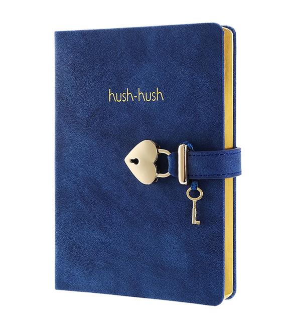 Vj Defter Hush Hush Kilitli 13x18 80 GR 160 YP Çizgili Mavi 1331