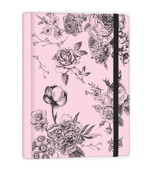 Vj Defter Black & Pink Florals Spr. 16,5x22,5 96/1