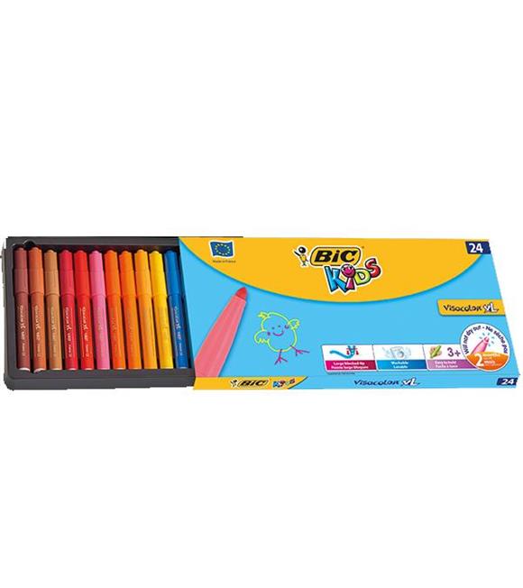 Bic Keçeli Boya Kalemi Visa Jumbo Yıkanabilir 24 Renk 965209