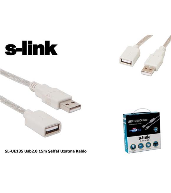 S-link SL-UE135 15mt 2.0 Usb Şeffaf Uzatma Kablosu