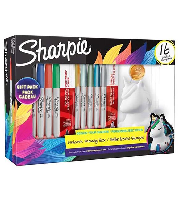 Sharpie Fine Kumbara Hediyeli 16 Lı Set Tek Boynuz