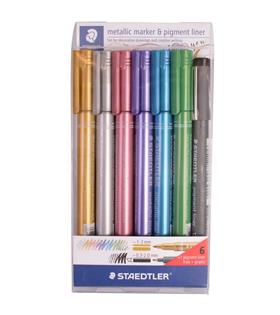 Staedtler Markör Metalik 6 Lı/Pıgment Liner Siyah 8323-SWP6P