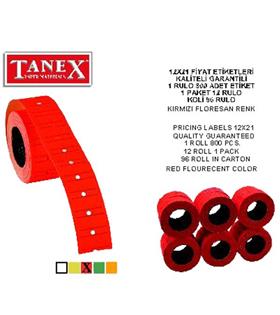 Tanex Fiyat Etiketi Çizgili 12x21 Fosforlu Kırmızı