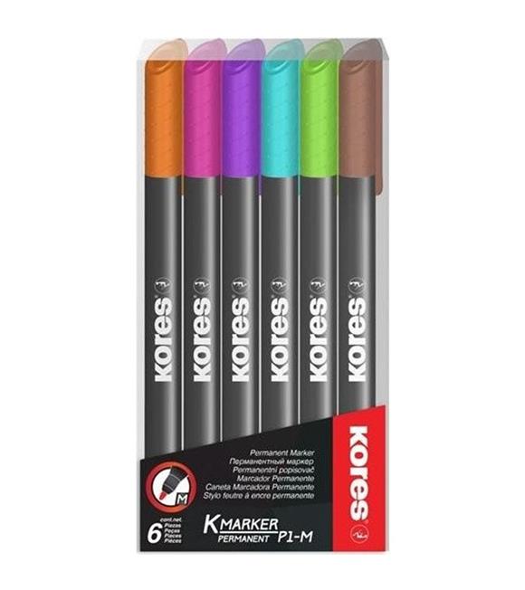 Kores Permanet Marker Set 6 Lı Pvc