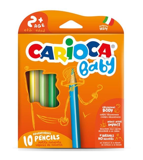 Carioca Jumbo Bebek Üçgen Kuru Boya Kalemi 10 Lu 2+Yaş 42819