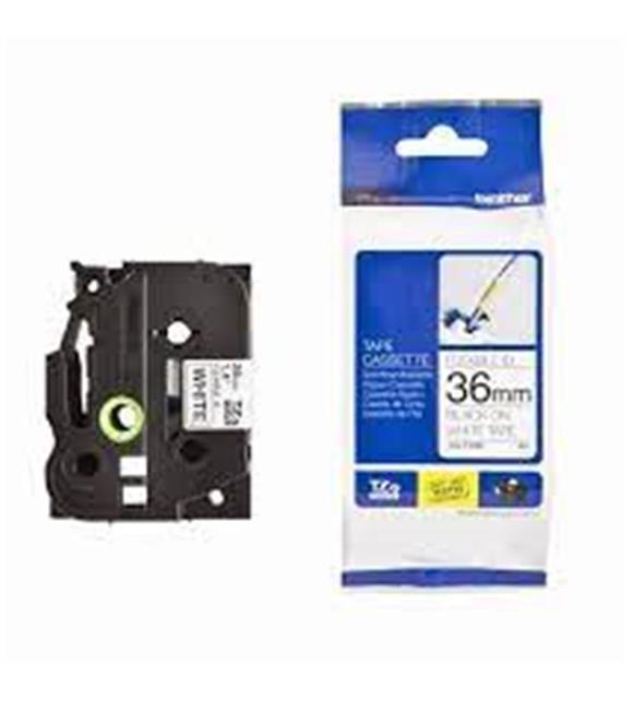 Brother TZE-FX261 36 mm Beyaz Üzerine Siyah Esnek Etiket 8 Metre